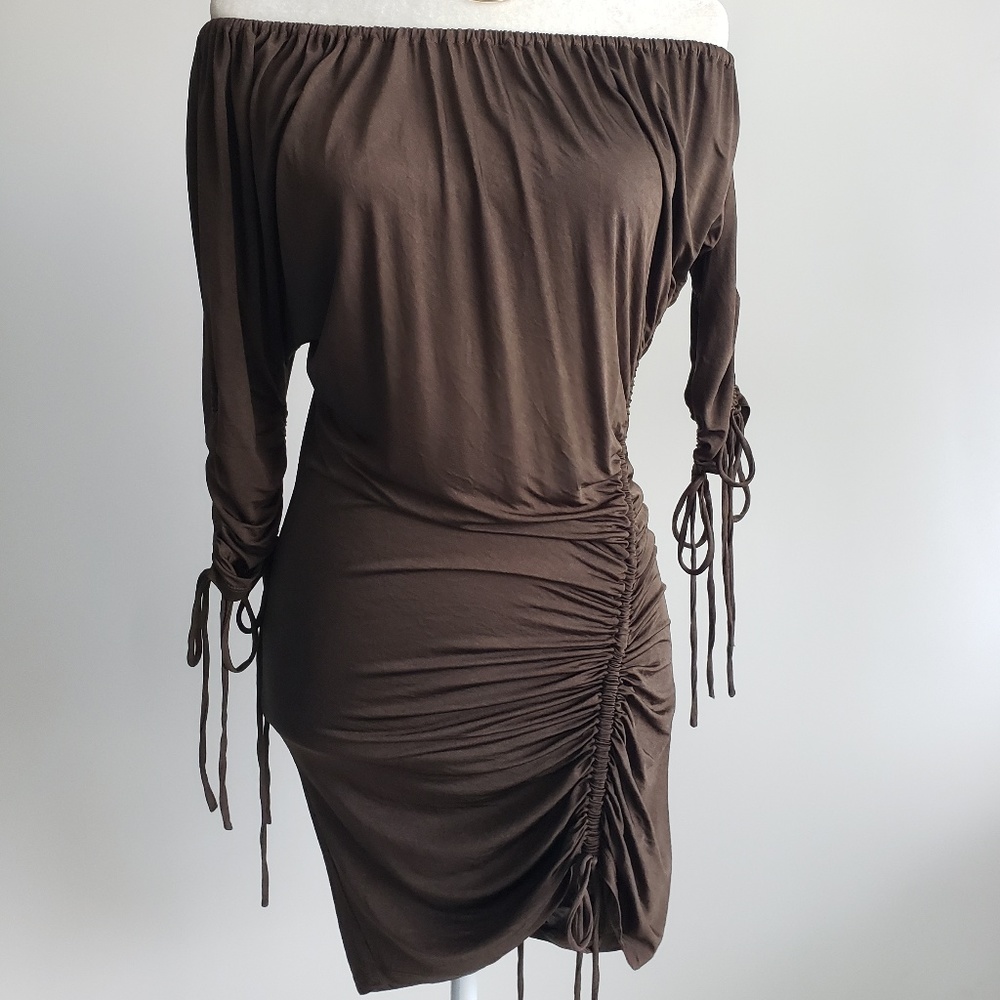 Stella & Jaimie Sexy Ruched Brown Dress, size XS